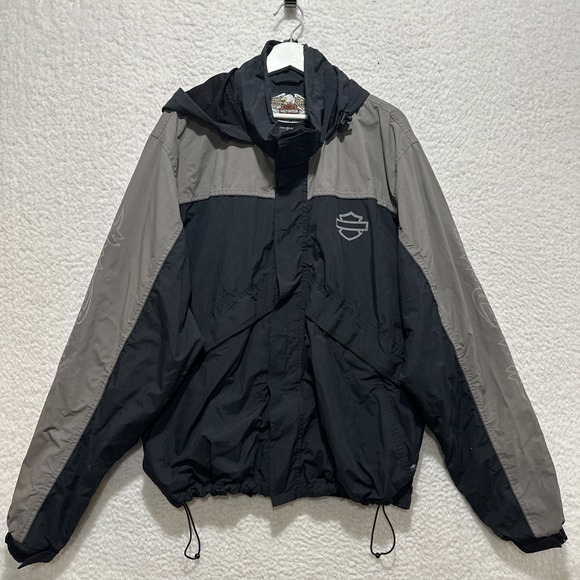 Harley-Davidson Jackets & Blazers - Harley-Davidson Men's Motorcycle Jacket Size XL Black Gray Nylon Eagle Graphic